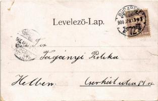 1900 Easter greeting card, Rabbit with egg. litho (szakadások / tears)