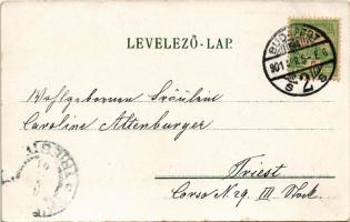 1901 Easter greeting card, Rabbits with egg. No. 420. litho (EK)