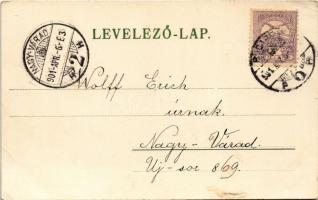 1901 Húsvéti üdvözlet / Easter greeting card, rabbits in boats. M. S. 12. 335. litho (EK)