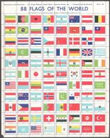 88 ország zászlói, gumis, perforált teljes ív