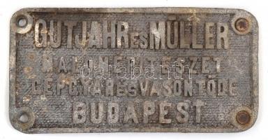 Gutjahr és Müller malomépítészet fém malomgép tábla 13x7 cm