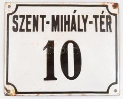 Szent Mihály tér 10 zománcozott fém utcanévtábla 20x16 cm