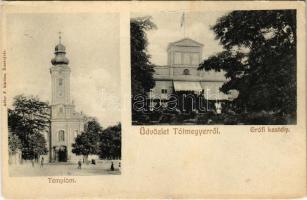 Tótmegyer, Slovensky Meder, Palárikovo; templom, grófi kastély. Adler F. kiadása / church, castle (EK)