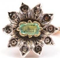 Arany(Au) 14K fülbevalópár, jelzett, hiányos kő berakással, bruttó: 4,6 g