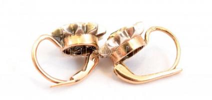 Arany(Au) 14K fülbevalópár, jelzett, hiányos kő berakással, bruttó: 4,6 g