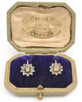 Arany(Au) 14K fülbevalópár, jelzett, hiányos kő berakással, bruttó: 4,6 g