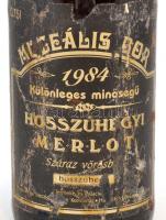 1984 Muzeális bor: hosszúhegyi merlot, száraz vörösbor, 0,75 l bontatlan palack
