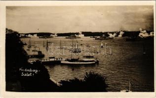 Hindenburg-Salut! / German Navy, battleships firing. photo