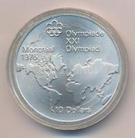 Kanada 1973. 10$ Ag Montreali Olimpia - Világtérkép T:BU Canada 1973. 10 Dollars Ag Montreal Olympics - World Map C:BU Krause KM#86.1