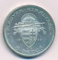 1938. 5P Ag "Szent István" T:1-,2 patina, ph. Adamo P8.1