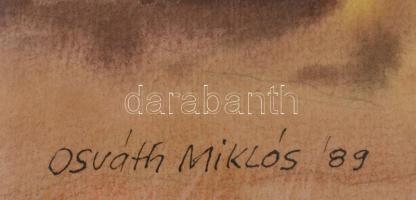 Osváth Miklós (1935-2004): Folyóparti séta (Dunánál?). Akvarell, papír, jelzett és datált (Osváth Mi...