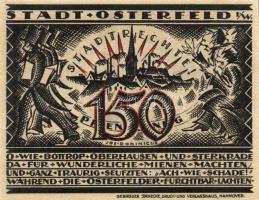 Német Birodalom/Weimari Köztársaság/ Osterfeld 1921. 50Pf(2x) + 75Pf + 100Pf + 150Pf(2x) 6klf db, te...