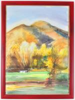 Vincze László (1934-2020): Visegrád. Akvarell, papír, jelzett és datált (Vincze László 2008), üvegez...