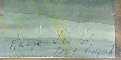 Vincze László (1934-2020): Visegrád. Akvarell, papír, jelzett és datált (Vincze László 2008), üvegez...