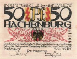 Német Birodalom/Weimari Köztársaság/ Hachenburg 1921. 10Pf(2x) + 25Pf(2x) + 50Pf(3x) 7klf db, teljes...