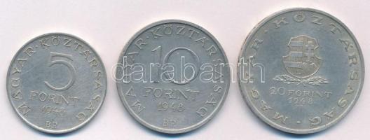 1948. 5Ft Ag "Petőfi" + 10Ft Ag "Széchenyi" + 20Ft Ag "Táncsics" "...