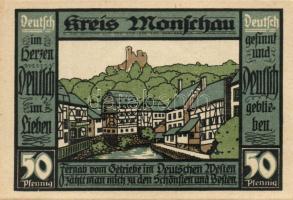 Német Birodalom/Weimari Köztársaság/ Monschau 1921. 50Pf(3x) 3klf db, teljes sor T:I