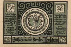 Német Birodalom/Weimari Köztársaság/ Monschau 1921. 50Pf(3x) 3klf db, teljes sor T:I