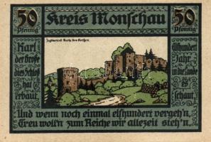 Német Birodalom/Weimari Köztársaság/ Monschau 1921. 50Pf(3x) 3klf db, teljes sor T:I