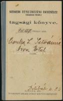 1930 Szegedi Temetkezési Egyesület tagsági könyve, tagdíjbélyegekkel