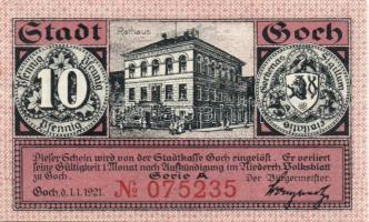 Német Birodalom/Weimari Köztársaság/Goch 1921. Seria"A" 10Pf + 25Pf + 50Pf 3klf db, teljes sor T:I