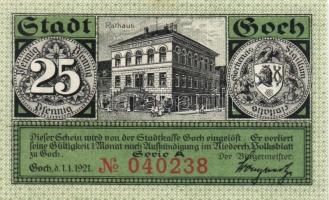 Német Birodalom/Weimari Köztársaság/Goch 1921. Seria"A" 10Pf + 25Pf + 50Pf 3klf db, teljes...