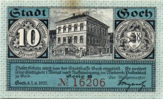 Német Birodalom/Weimari Köztársaság/Goch 1921. Seria"B" 10Pf + 25Pf + 50Pf 3klf db, teljes sor T:I