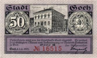 Német Birodalom/Weimari Köztársaság/Goch 1921. Seria"B" 10Pf + 25Pf + 50Pf 3klf db, teljes...