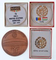 1976-1985. MASZ (Magyar Atlétikai Szövetség) hollóházi porcelán és kerámia plakett (4xklf), 3db díszdobozban T:1-