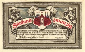 Német Birodalom/Weimari Köztársaság/ Münstermaifeld 1921. 25Pf + 50Pf + 1M(2x) 4klf db, teljes sor T...