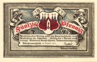 Német Birodalom/Weimari Köztársaság/ Münstermaifeld 1921. 25Pf + 50Pf + 1M(2x) 4klf db, teljes sor T...