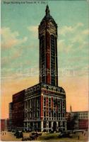 New York, Singer Building and Tower, trams, automobiles (fl)