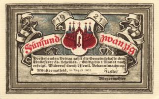 Német Birodalom/Weimari Köztársaság/ Münstermaifeld 1921. 25Pf + 50Pf + 1M(2x) 4klf db, teljes sor T...