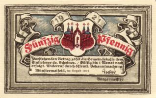 Német Birodalom/Weimari Köztársaság/ Münstermaifeld 1921. 25Pf + 50Pf + 1M(2x) 4klf db, teljes sor T...