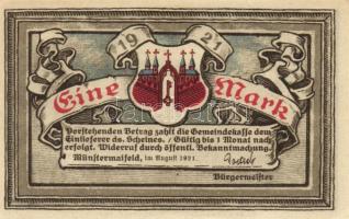 Német Birodalom/Weimari Köztársaság/ Münstermaifeld 1921. 25Pf + 50Pf + 1M(2x) 4klf db, teljes sor T...