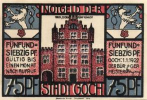 Német Birodalom/Weimari Köztársaság/Goch 1922. 50Pf(2x) + 75Pf(4x) 6klf db, teljes sor T:I