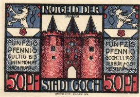 Német Birodalom/Weimari Köztársaság/Goch 1922. 50Pf(2x) + 75Pf(4x) 6klf db, teljes sor T:I