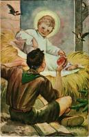 Márton L.-féle Cserkészlevelezőlapok Kiadóhivatala kiadása / Hungarian boy scout art postcard s: Márton L. (EB)