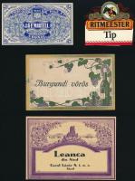 7 db italcímke (Ritmeester Tip, J&F Martell cognac, Burgundi vörös, Leanca, stb.)