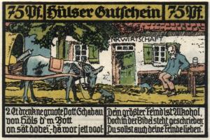 Német Birodalom/Weimari Köztársaság/Hüls 1921. 50Pf + 75Pf + 1M 3klf db, teljes sor T:I