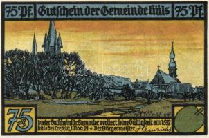 Német Birodalom/Weimari Köztársaság/Hüls 1921. 50Pf + 75Pf + 1M 3klf db, teljes sor T:I