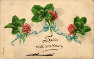 1906 Szíves üdvkívánatimat / Greeting card with flowers. M.S.i.B. 13587. Emb. litho (fl)