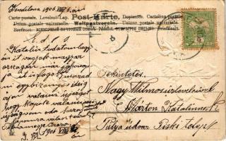 1906 Szíves üdvkívánatimat / Greeting card with flowers. M.S.i.B. 13587. Emb. litho (fl)