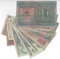 15db vegyes magyar korona, pengő, forint bankjegy, közte 1912. 20K (2x) román felülbélyegzéssel + 19...