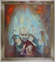 Hévizi Piroska (1911-1994): Janusz Korczak utolsó pillanatai. Olaj, vászon, jelzett és datált (Héviz...