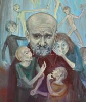 Hévizi Piroska (1911-1994): Janusz Korczak utolsó pillanatai. Olaj, vászon, jelzett és datált (Héviz...