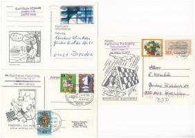 25 db MODERN motívum képeslap: M. Mädler kiadású sakk karikatúra sorozat / 25 modern Chess motive po...