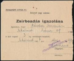 1946-1954 Beszolgáltatási lap, sertés levágására engedély, kukoricaszámla