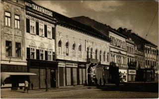 1940 Kassa, Kosice; utcakép, Takarékpénztár, Roth, Vágner Ákos, Ambrosch üzlete, Szent István Társulat / street view, savings bank, shops. Győri és Boros photo