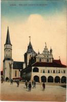 1912 Lőcse, Levoca; Római katolikus templom és a városháza / Catholic church, town hall (EK)